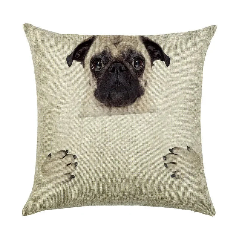 Cute Dog Watercolor Linen Cushion Cover 45*45cm - Axyaa