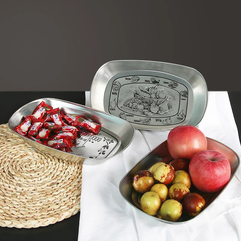 Axyaa Retro Snack Tray: Small Rectangle Kitchen Organizer for Food, Fruit, Cake