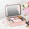 Axyaa LED Makeup Case with Mirror - Portable Beauty Organizer, 3 Light Settings