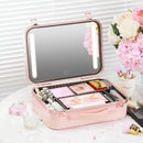 Axyaa LED Makeup Case with Mirror - Portable Beauty Organizer, 3 Light Settings