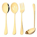 Axyaa Mirror Gold Stainless Steel Flatware Set - 4Pcs Dinnerware Cutlery Kit