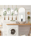 Axyaa Boho Leaf Wooden Bathroom Sign Set