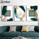 Green Gold Marble Islamic Calligraphy Poster Art for Home Decor by Axyaa