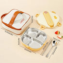 Axyaa Stainless Steel Divided Lunch Box Set with Cutlery