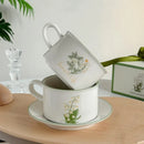 Axyaa Floral Ceramic Mug and Saucer Set - Coffee Afternoon Tea Cup & Dessert Plate