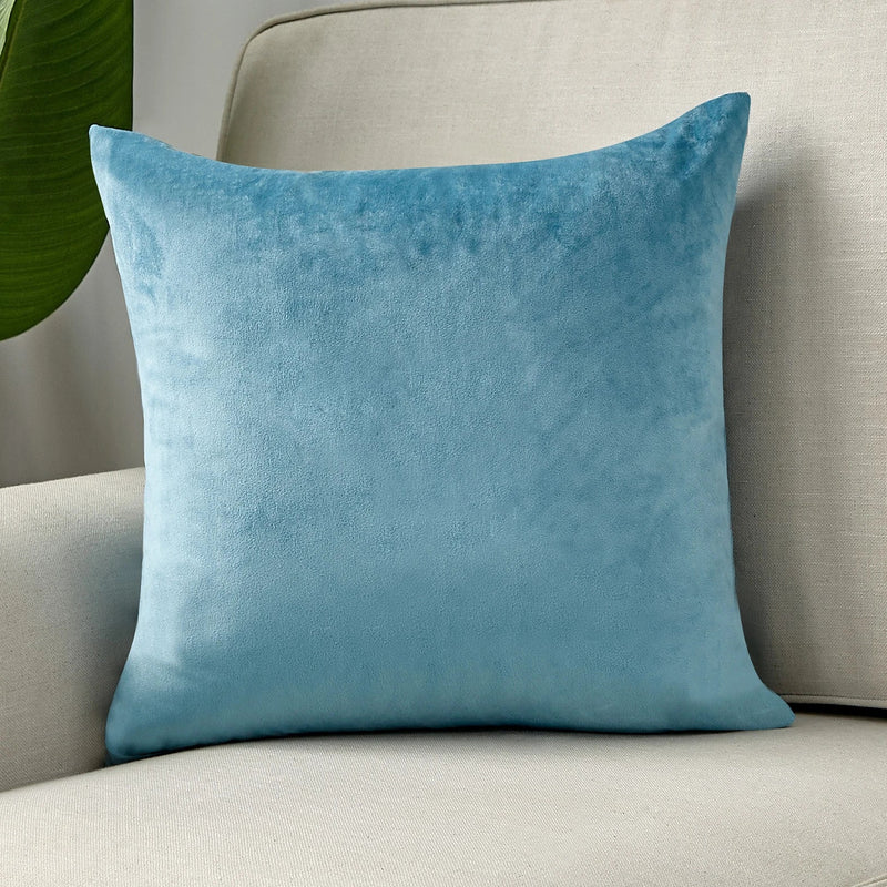 Axyaa Velvet Pillowcase Nordic Style for Living Room Sofa, Sky Blue Soft Cushion Cover