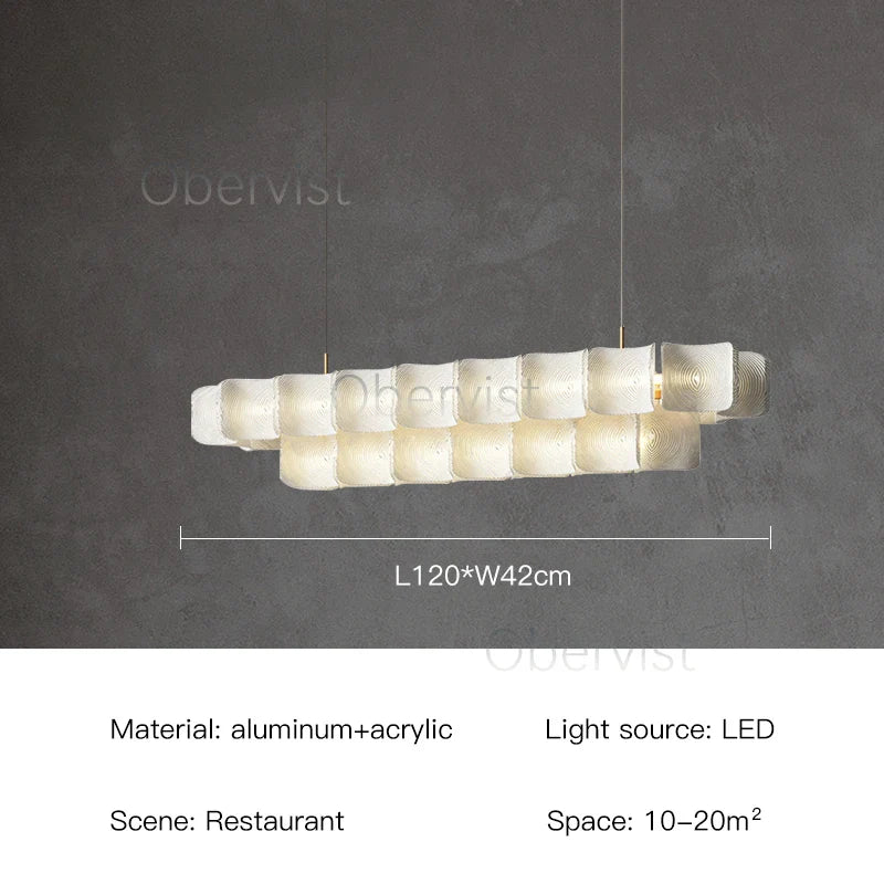 Axyaa White Acrylic LED Chandelier Minimalist Hanging Light Fixture for Bedroom, Dining, Living Room