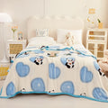 Axyaa Nordic Flower Print Plush Flannel Blanket, Soft Throw for Sofa Couch Bed