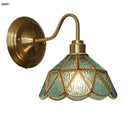 Axyaa Nordic LED Wall Light Fixture Blue Glass Copper Finish