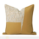 Axyaa Light Luxury Geometric Square Pillowcase in Yellow Leather Stitching Texture