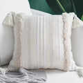 Ivory Tassel Cushion Cover - Moroccan Style Tuft - Axyaa Brand