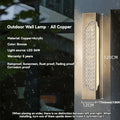 Axyaa Waterproof Copper Wall Light LED Sconce for Outdoor Porch Garden Balcony