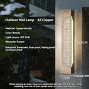 Axyaa Waterproof Copper Wall Light LED Sconce for Outdoor Porch Garden Balcony