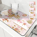 Axyaa Christmas Pink House Absorbent Drying Mat