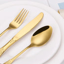 Axyaa Gold Stainless Steel Cutlery Set - Knife Fork Spoon FlatwareLuxury Dining Tableware