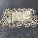 Axyaa White Lace Placemats Set of 2, Embroidered Rectangle Cup Mat, Decorative Table Mats