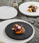 Axyaa Stone Grain Ceramic Steak Plate Set - Round Flat Dim Sum Sushi Plate