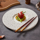 Axyaa White Pearl Dot Ceramic Round Flat Plate - Creative Molecular Cooking Tableware