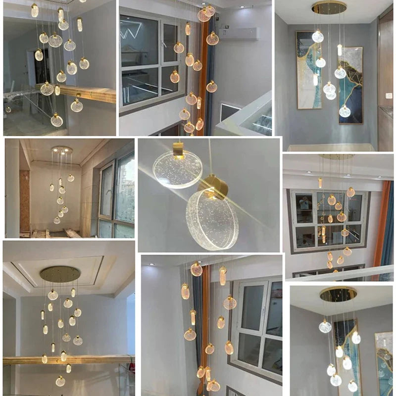 Axya Bubble Crystal Pendant Lights - Nordic LED Hanging Lamps for Living Room, Bedroom, Dining Area