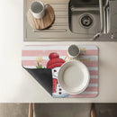 Axyaa Christmas Watercolor Absorbent Draining Mat for Dishes & Bathroom, Rubber Backed