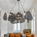 Axyaa Canework Screens Chandelier: Elegant Rattan Suspension Lighting for Living & Dining Rooms