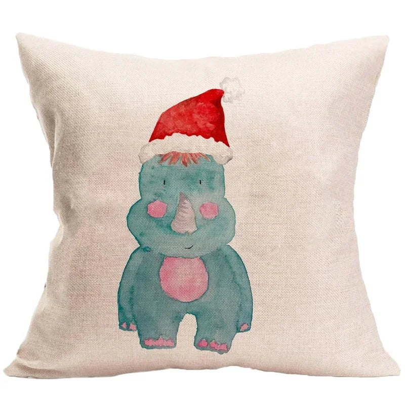 Axyaa Winter Forest Animals Linen Pillowcase 45*45cm