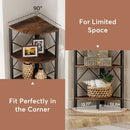 Axyaa 7-Tier Tall Industrial Corner Bookcase for Small Spaces