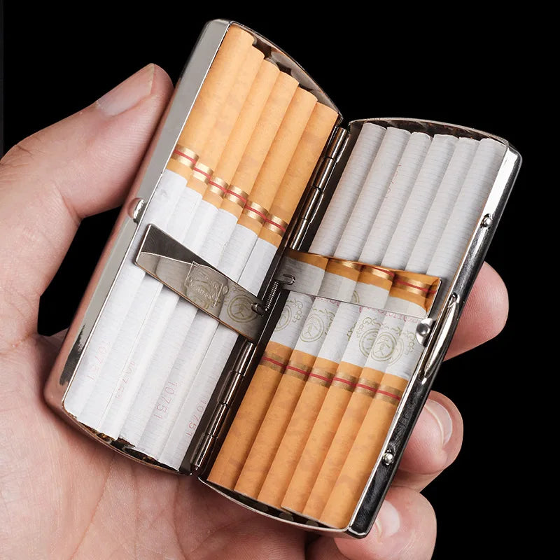 Axya Chrome Plated Metal Cigarette Case with Gift Box, Portable & Anti-Pressure