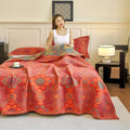 Axyaa Cotton Gauze Floral Single Quilt Blanket for Summer Comfort