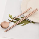 Axyaa Stainless Steel Dinnerware Set: Sushi Chopsticks, Soup Spoon, Flatware - Matte Finish