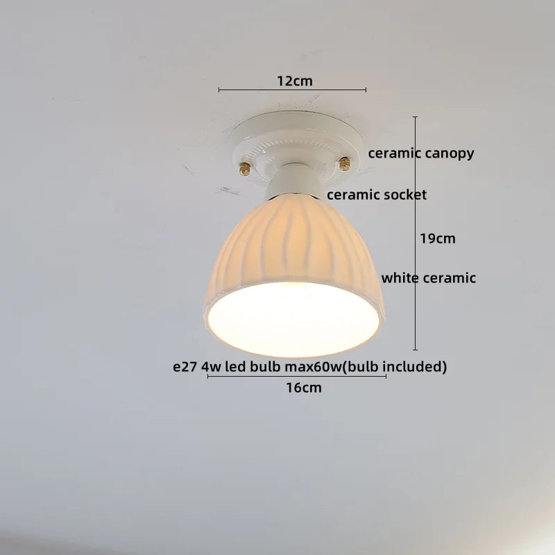 Axyaa Ceramic LED Ceiling Light - Creamy White Nordic Indoor Lamp