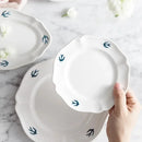 Axyaa Swallow Dessert Plate - Small Beige Flat Serving Platter