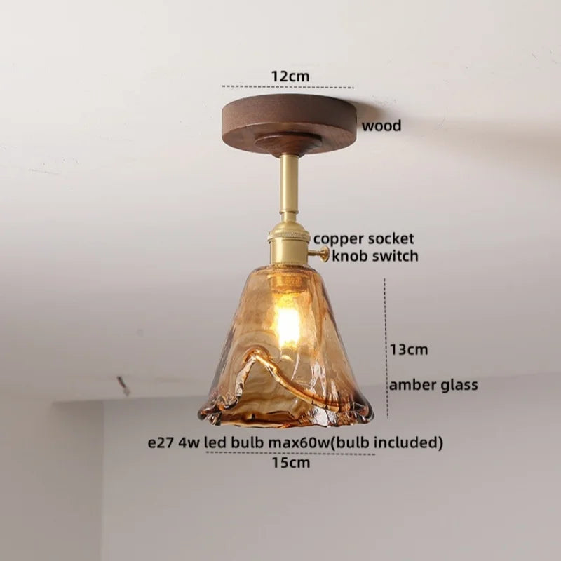 Axyaa Green Glass LED Ceiling Lights for Modern Indoor Lighting