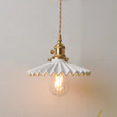 Axyaa Nordic Ceramic Pendant Light Brass Vintage Adjustable Hanging Light