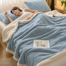 Axyaa Cozy Striped Coral Fleece Blanket for Sofa Bed, Autumn Winter Plush Throw