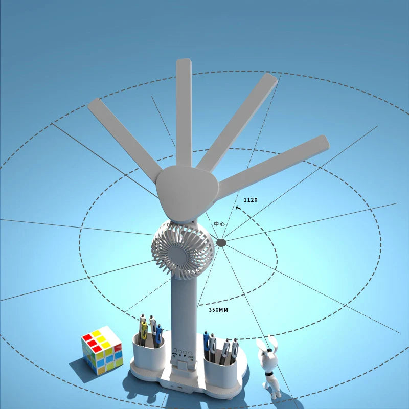 Axyaa Rechargeable Table Lamp with Fan, LED Clock Display, Study and Reading Light