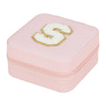Axyaa Sequin Letter Jewelry Box with Mirror - Cute Portable Organizer Gift