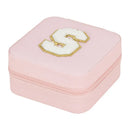 Axyaa Sequin Letter Jewelry Box with Mirror - Cute Portable Organizer Gift