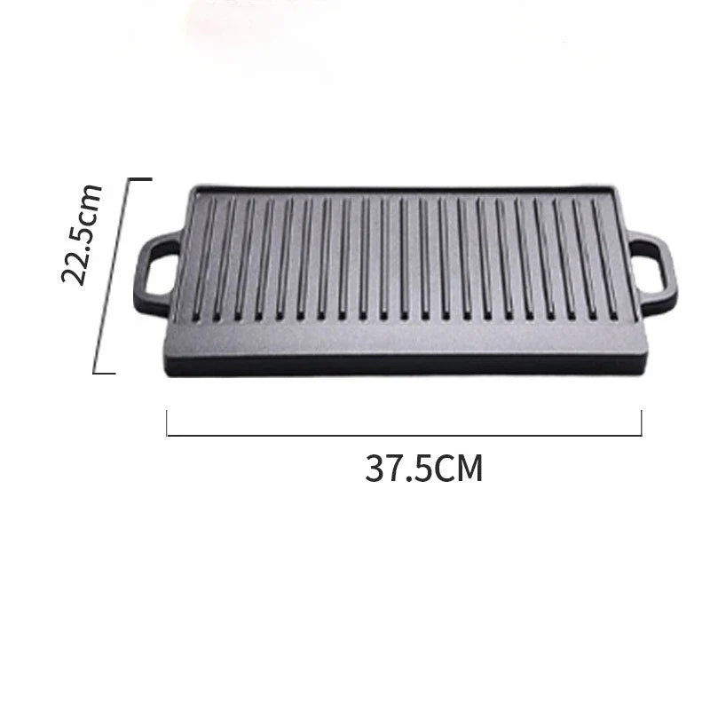 Axyaa Cast Iron Double-Sided Barbecue Tray with Striped Iron Plate