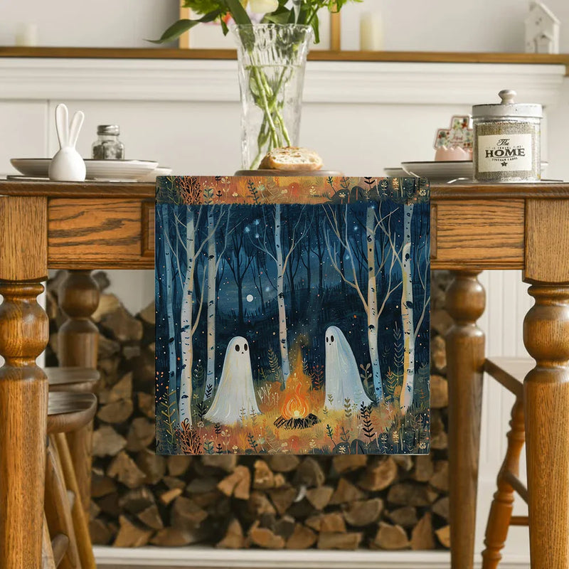 Axyaa Cute Ghost Table Runner for Halloween Decor