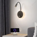 Axyaa Adjustable Angle Wall Light with USB Charging Port - Bedroom & Corridor Decor