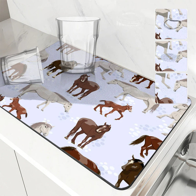 Axyaa Non-Slip Absorbent Drying Mat for Kitchen Tableware and Counter