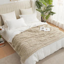 Axyaa Cable Knit Chenille Sherpa Throw Blanket for Sofa Couch Twin Comfort