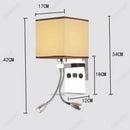 Axyaa LED Fabric Lampshade Wall Light with USB Charging Port & Adjustable Angle