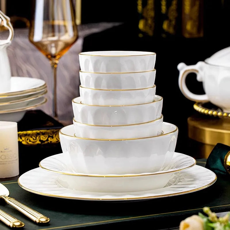 Axya Bone Dinnerware Set: 60-Piece Elegant Tableware & Cutlery Collection