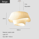 Axyaa Cream Pleated Fabric LED Pendant Lights - Minimalist Design for Home Decor