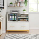 Axyaa White Lateral File Cabinet with Drawer, Adjustable Hanging Rod for Letter/Legal/A4 Files