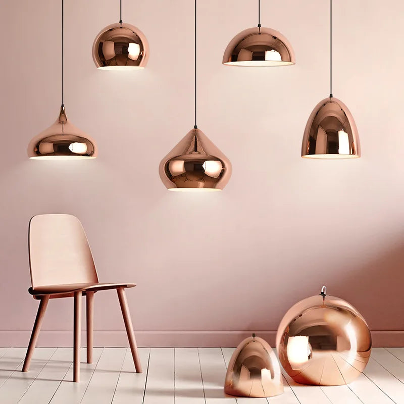 Axya Rose Gold Metal Pendant Lights for Kitchen Dining Bar Café E27