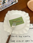 Axyaa White Ceramic Square Dessert Plate for High-End Western Pastries and Cakes