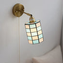 Axyaa Blue & White Glass Industrial LED Wall Sconce for Bathroom, Mirror & Stairway
